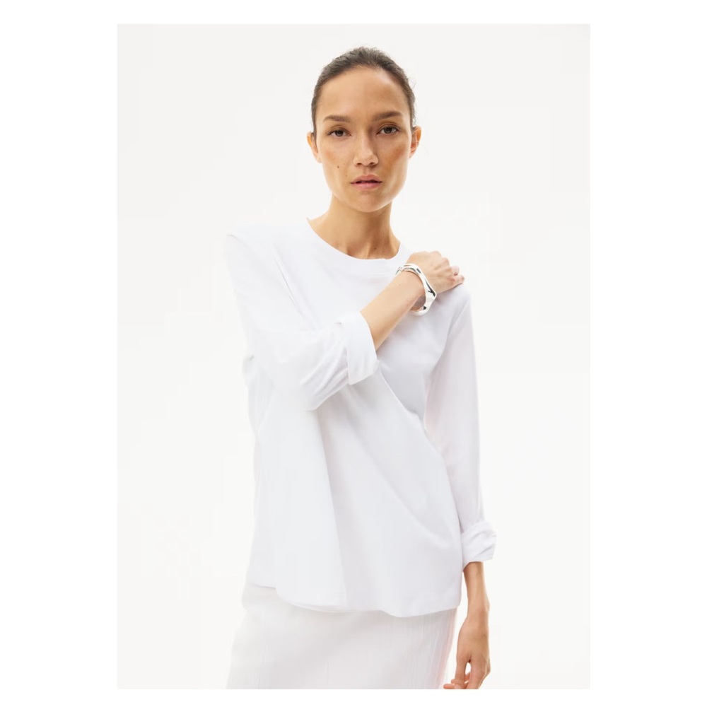 H&M White Long Sleeve Tee View 2